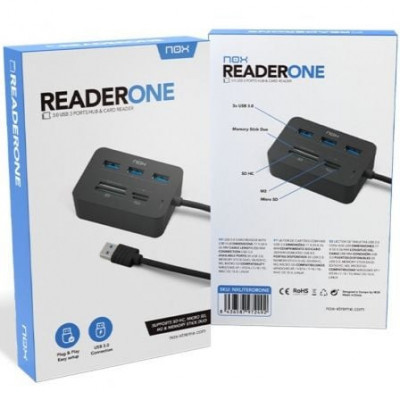 Hub USB 3.0 Nox Reader One/ 3xUSB/ 1x Lector de Tarjetas