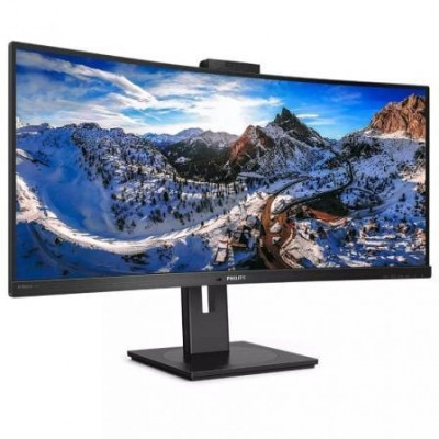 Monitor Profesional Ultrapanorámico Curvo Philips 346P1CRH 34"/ WQHD/ Webcam/ Multimedia/ Regulable en altura/ Negro