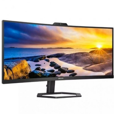 Monitor Profesional Ultrapanorámico Curvo Philips 34E1C5600HE 34"/ WQHD/ Webcam/ Multimedia/ Regulable en altura/ Negro