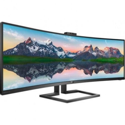 Monitor Profesional Ultrapanorámico Curvo Philips 499P9H 48.8"/ Dual QHD/ Webcam/ Multimedia/ Regulable en altura/ Negro