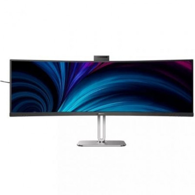 Monitor Profesional Curvo Philips 49B2U5900CH 48.8"/ Dual QHD/ Webcam/ Multimedia/ Regulable en altura/ Plata y Negro