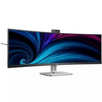 Monitor Profesional Curvo Philips 49B2U5900CH 48.8"/ Dual QHD/ Webcam/ Multimedia/ Regulable en altura/ Plata y Negro