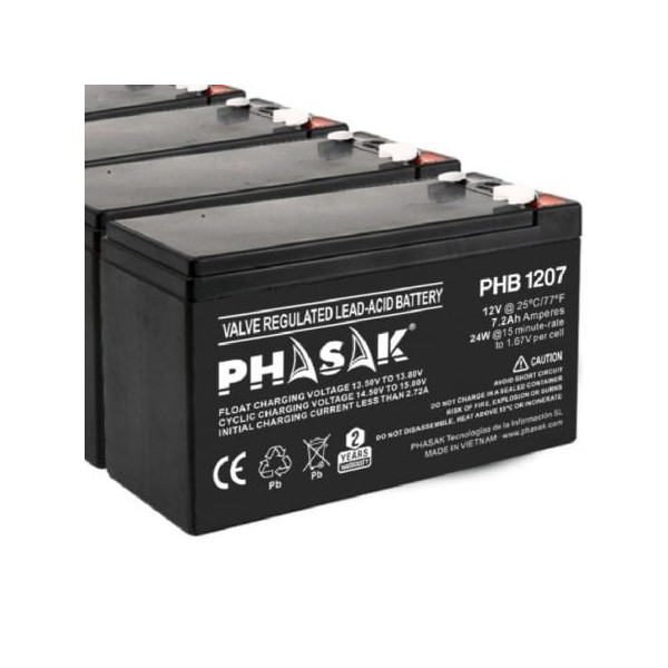 Batería Phasak PHB 1207 compatible con SAI/UPS PHASAK según especificaciones