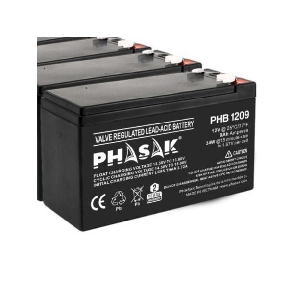 Batería Phasak PHB 1209 compatible con SAI/UPS PHASAK según especificaciones