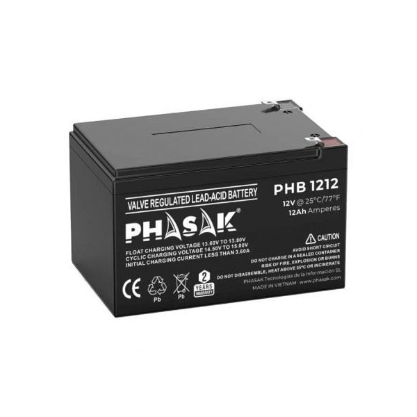 Batería Phasak PHB 1212 compatible con SAI/UPS PHASAK según especificaciones