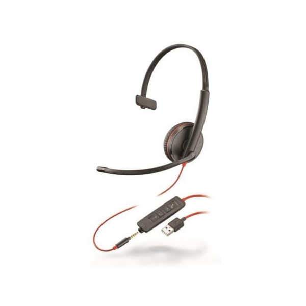 Auriculares Plantronics Blackwire C3215/ con Micrófono/ Jack 3.5/ USB/ Negros