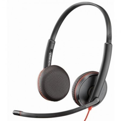 Auriculares Plantronics Blackwire C3225/ con Micrófono/ Jack 3.5/ USB/ Negros