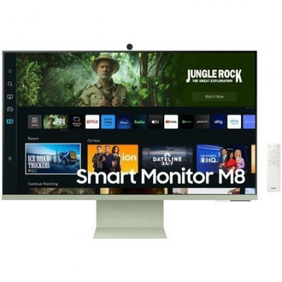 Smart Monitor Samsung M8 S32CM80GUU 32"/ 4K/ Smart TV/ Webcam/ Multimedia/ Regulable en altura/ Verde y Blanco