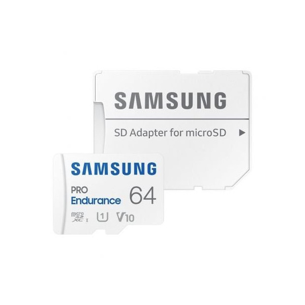 Tarjeta de Memoria Samsung Pro Endurance 64GB microSD XC con Adaptador/ Clase 10/ 100MBs