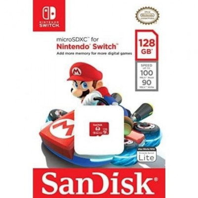 Tarjeta de Memoria SanDisk Nintendo Switch 128GB microSD XC UHS-I/ Clase 10/ 100MBs