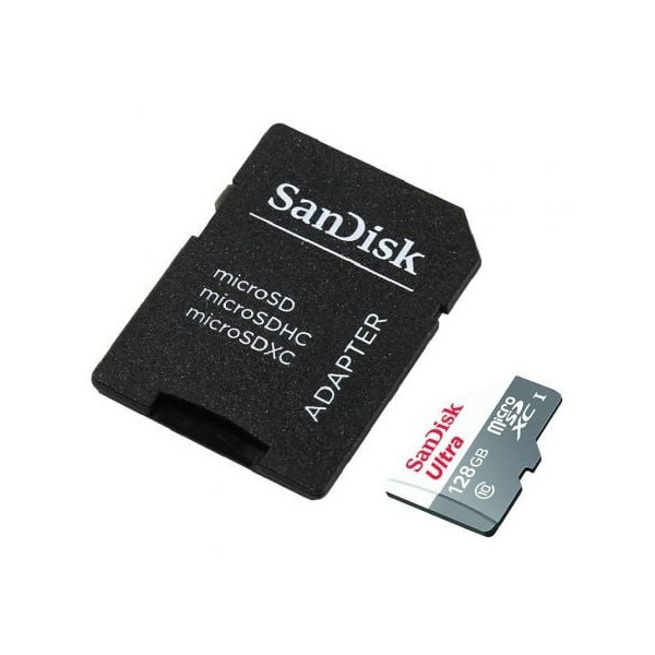 Tarjeta de Memoria SanDisk Ultra 128GB microSD XC con Adaptador/ Clase 10/ 80MB/s