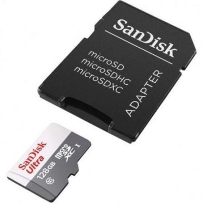 Tarjeta de Memoria SanDisk Ultra 128GB microSD XC con Adaptador/ Clase 10/ 80MB/s