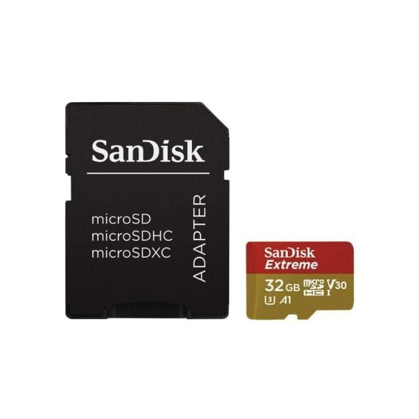 Tarjeta de Memoria SanDisk Extreme 32GB microSD HC UHS-I con Adaptador/ Clase 10/ 100MBs