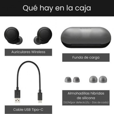 Auriculares Bluetooth Sony WF-C500 con estuche de carga/ Autonomía 5h/ Negros