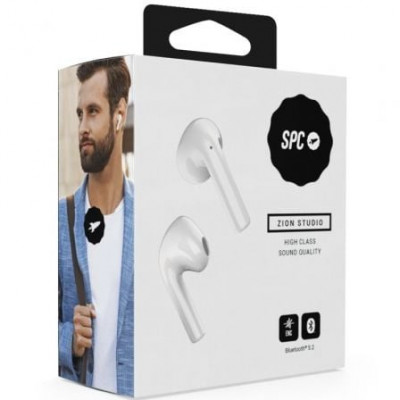 Auriculares Bluetooth SPC Zion Studio con estuche de carga/ Autonomía 5.30h/ Blancos