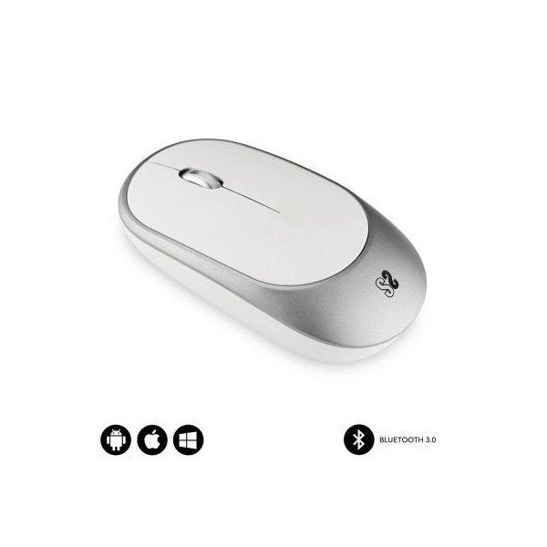 Ratón Inalámbrico por Bluetooth Subblim Smart/ Batería recargable/ Hasta 1600 DPI/ Blanco y Plata