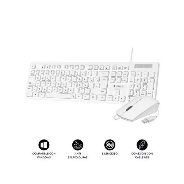 Teclado y Ratón Subblim Combo Business Slim Silencioso/ Blanco