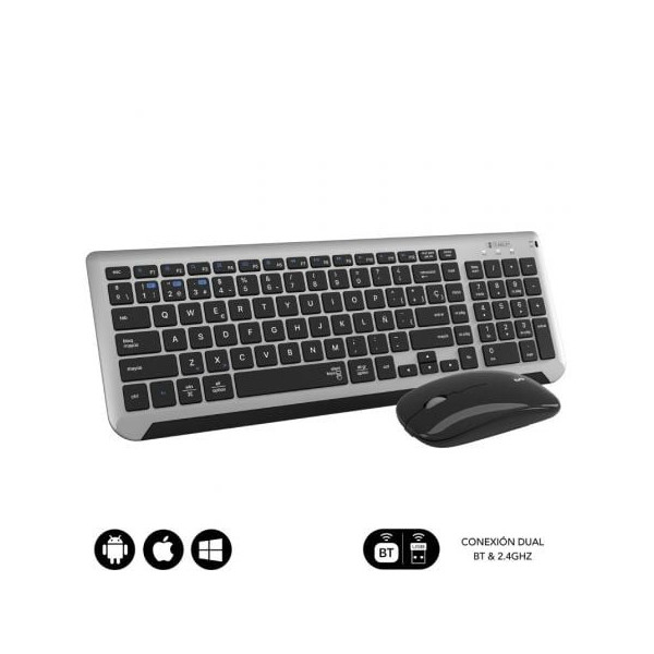 Teclado y Ratón Inalámbrico Subblim Combo Dual Prestige Extendido/ Gris y Negro