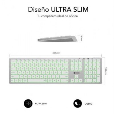 Teclado Inalámbrico Subblim Master/ Plata y Blanco