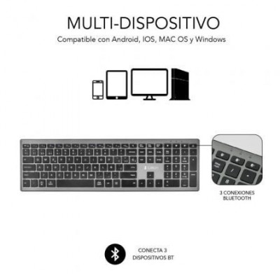 Teclado Inalámbrico por Bluetooth Subblim 2PUE201 Pure Extended/ Gris