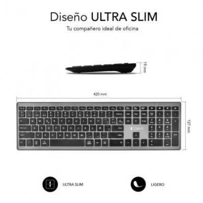 Teclado Inalámbrico por Bluetooth Subblim 2PUE201 Pure Extended/ Gris