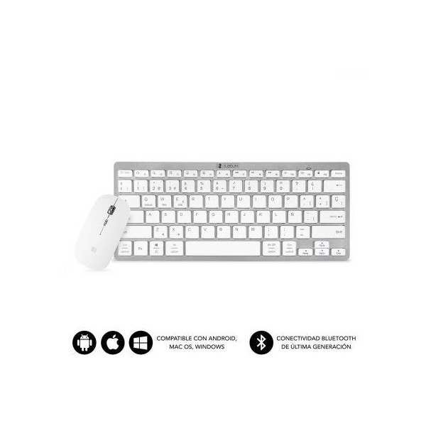 Teclado y Ratón Inalámbrico por Bluetooth Subblim OCO001 Dynamic Compact/ Plata