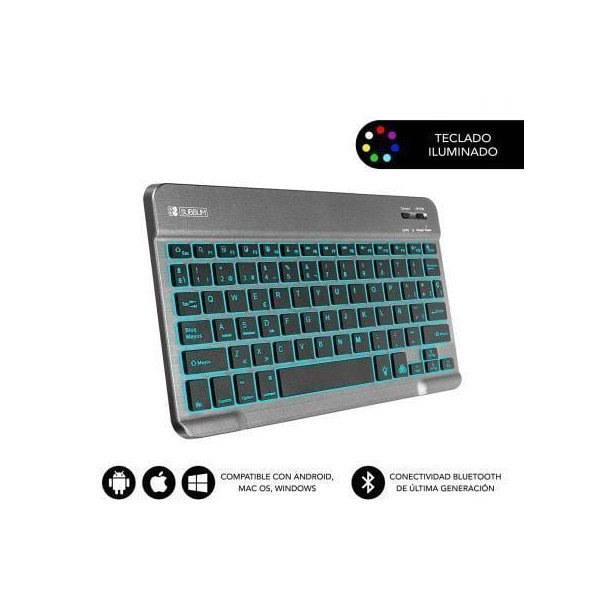 Teclado Compacto Inalámbrico por Bluetooth Subblim Smart Backlit/ Gris