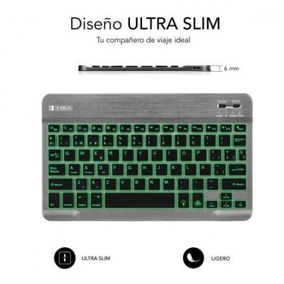 Teclado Compacto Inalámbrico por Bluetooth Subblim Smart Backlit/ Gris