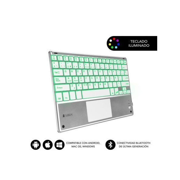 Teclado Compacto Inalámbrico por Bluetooth Subblim SMBT50/ Plata