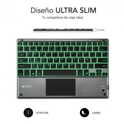 Teclado Compacto Inalámbrico por Bluetooth Subblim Touchpad Smart Blacklit/ Gris