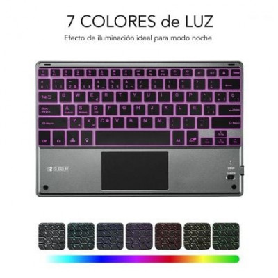 Teclado Compacto Inalámbrico por Bluetooth Subblim Touchpad Smart Blacklit/ Gris