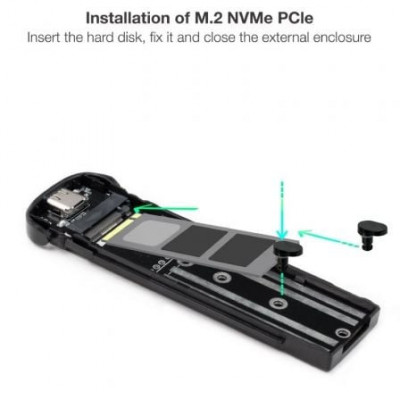 Caja Externa para Disco SSD M.2 NVMe TooQ TQE-2201B/ USB 3.1 Gen2/ Sin tornillos