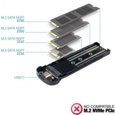 Caja Externa para Disco SSD M.2 NGFF TooQ TQE-2202S/ USB 3.1 Gen2/ Sin tornillos