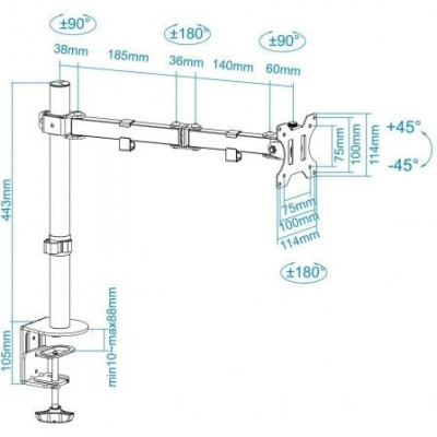 Soporte para Monitor TooQ DB1032TN-B/ hasta 8kg