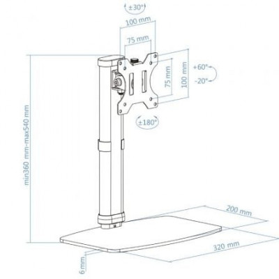 Soporte de Mesa Giratorio/ Inclinable TooQ DB1127TN-W para TV y Portátil de 17-27"