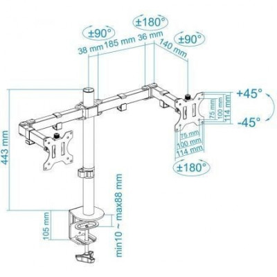 Soporte para 2 Monitores TooQ DB1232TN-B/ hasta 8kg