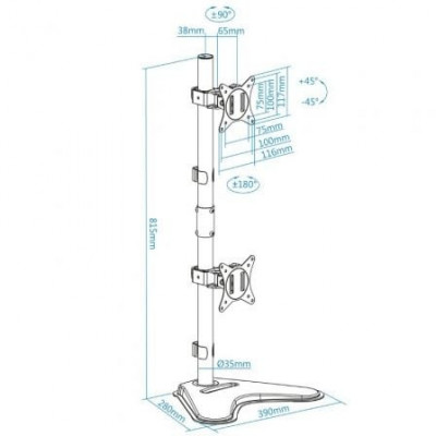 Soporte para 2 Monitores TooQ DB1703TNV-B/ hasta 9kg