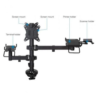 Soporte para 2 Monitores, TPV, Impresora, Términal y Lector TooQ TQPM0002/ hasta 9kg