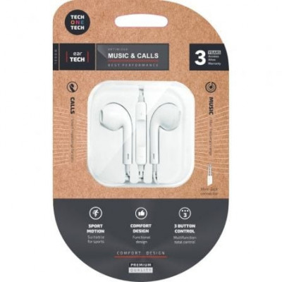 Auriculares Intrauditivos Tech One Tech earTECH TEC1001/ con Micrófono/ Jack 3.5/ Blancos