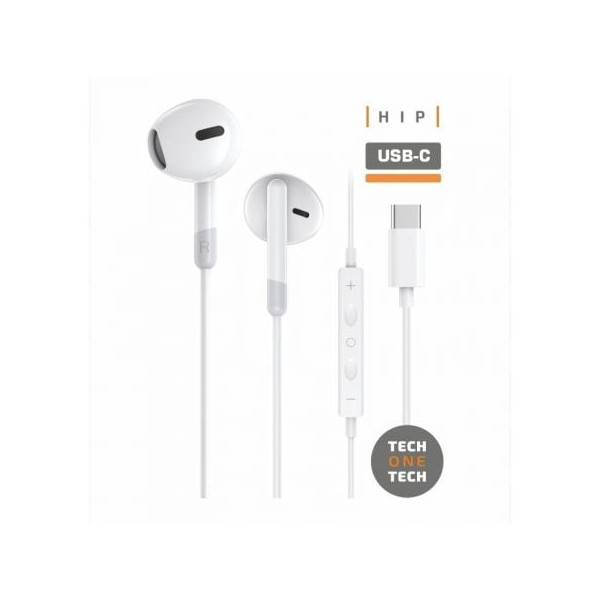 Auriculares Intrauditivos Tech One Tech earTECH TEC1301/ con Micrófono/ USB Tipo-C/ Blancos