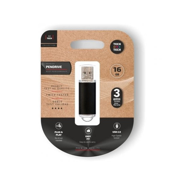 Pendrive 16GB Tech One Tech Basic USB 2.0/ Negro