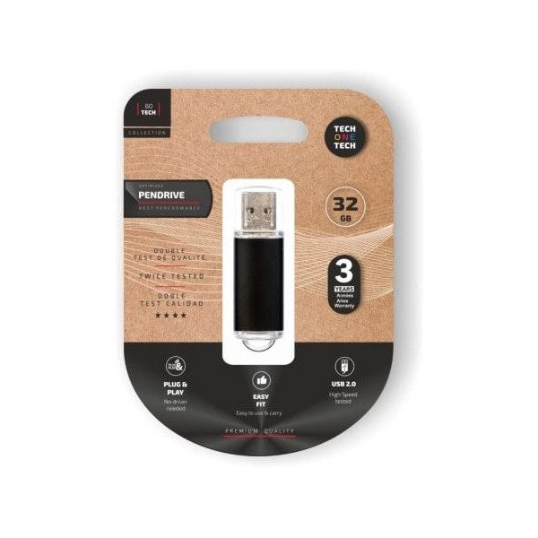 Pendrive 32GB Tech One Tech Basic USB 2.0/ Negro