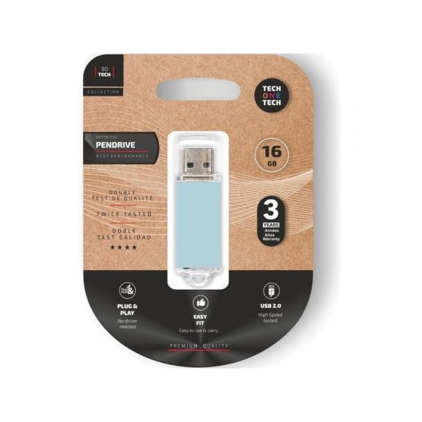 Pendrive 16GB Tech One Tech Basic USB 2.0/ Azul Cielo