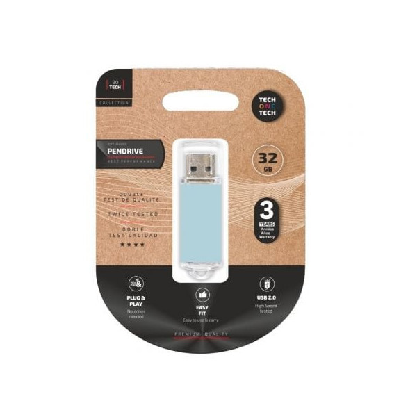 Pendrive 32GB Tech One Tech Basic USB 2.0/ Azul Cielo