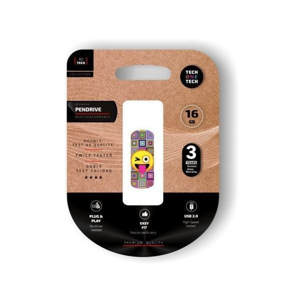 Pendrive 16GB Tech One Tech Emoji guiño USB 2.0