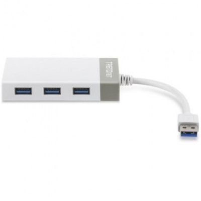 Hub USB 3.0 Trendnet TU3-ETGH3/ 3xUSB/ 1xRJ45/ Blanco y Gris