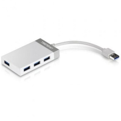 Hub USB 3.0 Trendnet TU3-H4E/ 4xUSB/ Blanco y Gris