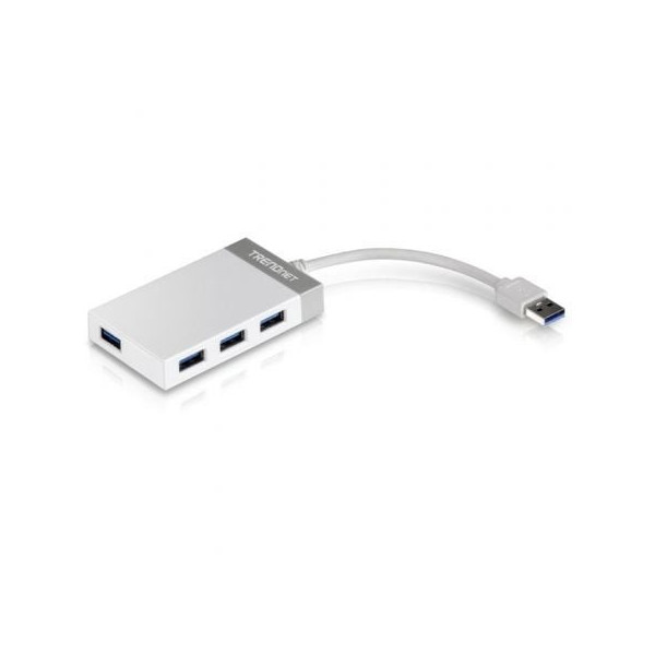 Hub USB 3.0 Trendnet TU3-H4E/ 4xUSB/ Blanco y Gris