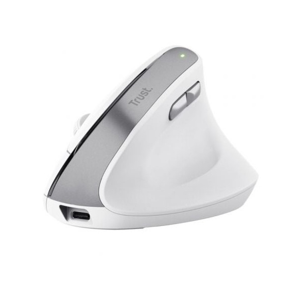 Ratón Ergonómico Inalámbrico Trust Bayo II/ Batería recargable/ Hasta 2400 DPI/ Blanco