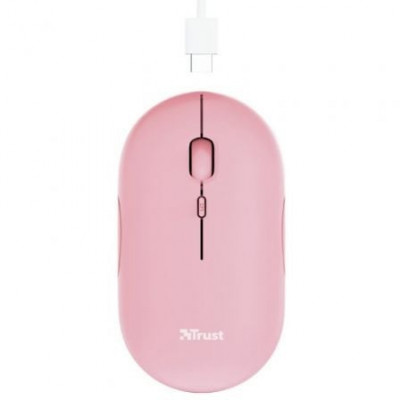 Ratón Inalámbrico por Bluetooth Trust Puck/ Batería recargable/ Hasta 1600 DPI/ Rosa